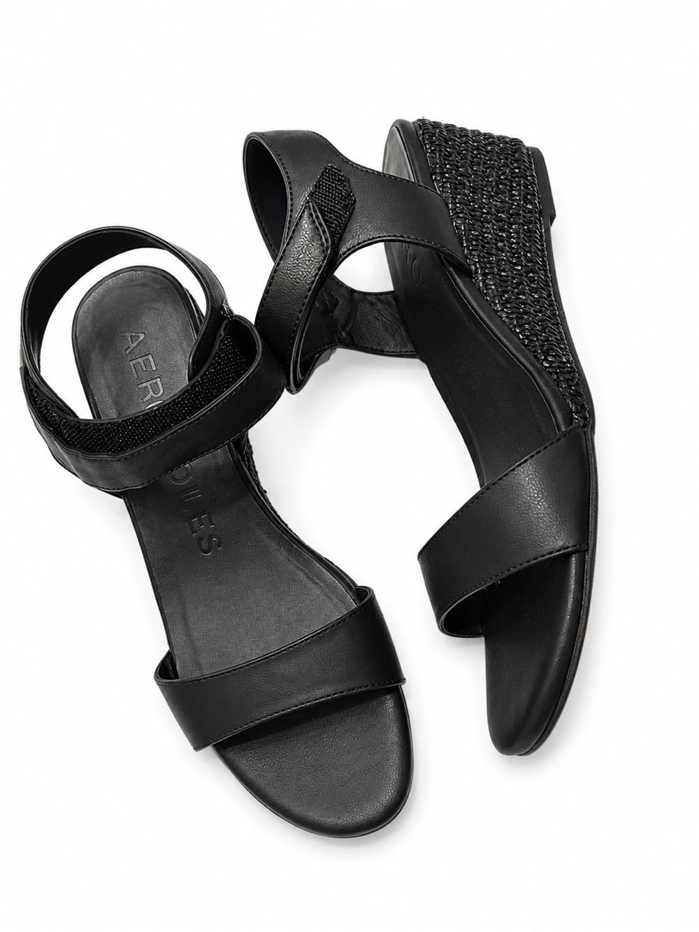 Aerosoles Espadrille Wedge Sandals 
Women’s Size 9 Black Comfort Slingback NWT